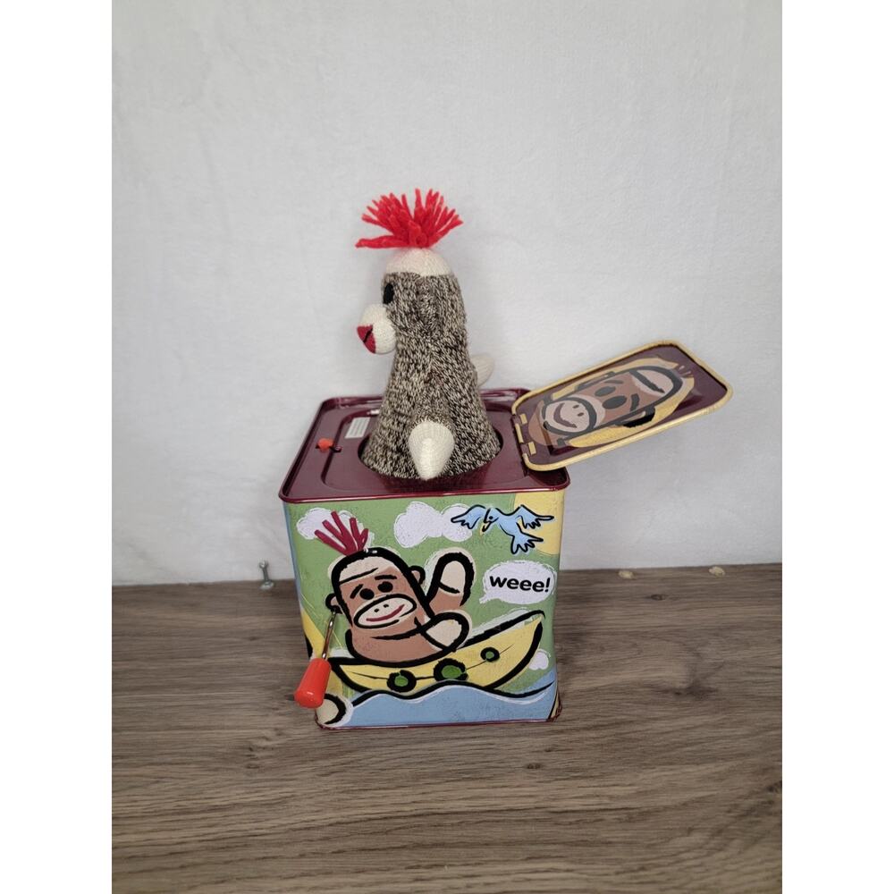 Schylling Musical Sock Monkey Jack in the Box Toy Tested Works - Picture 5 of 14